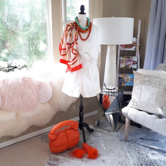 EUC Tendenze white silk t-shirt blouse, L - Picture 2 of 11